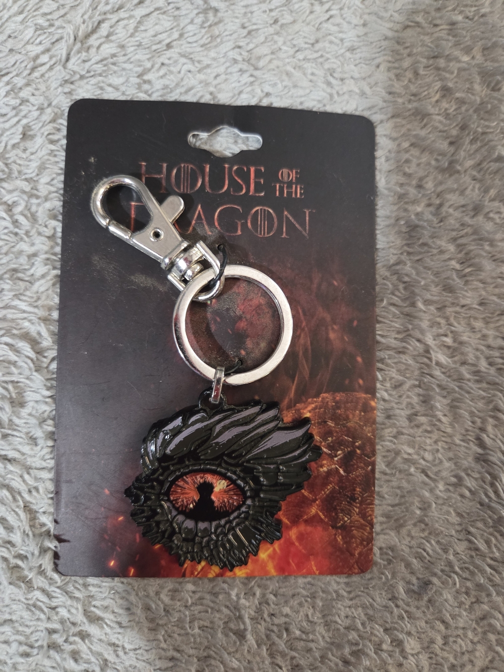 HOUSE OF THE DRAGON EYE THRONE KEYCHAIN - Red Eye Enamel Keychain - 1.5" x 1.75"